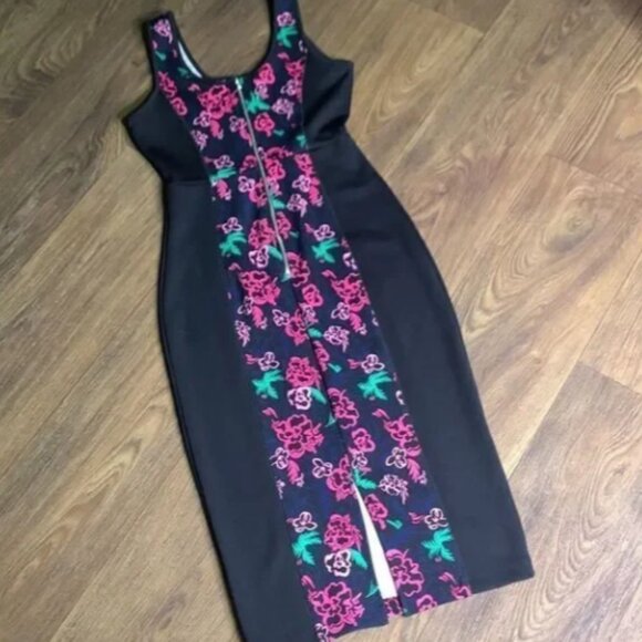 ‎Hibiscus long fitted dress  colorful tropical dress - Picture 3 of 3